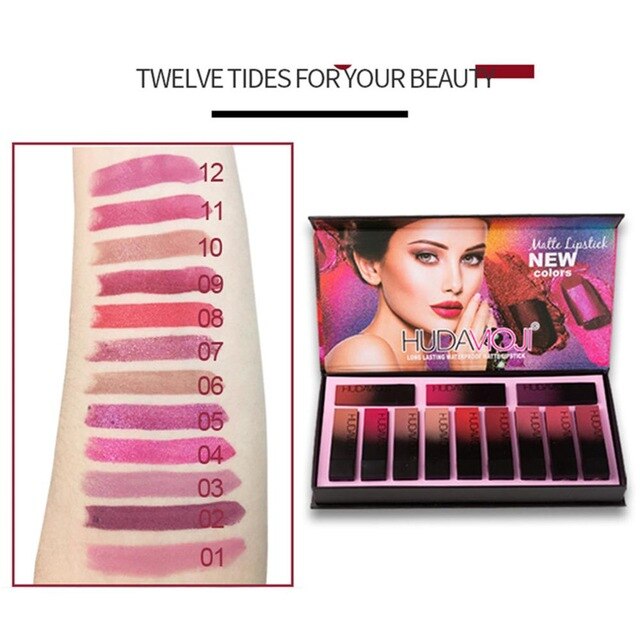 Multi-Color Professional Matte Lipstick Set (12 Pc)