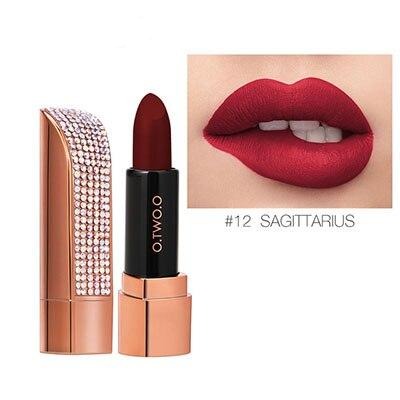 12 Color Diamond Matte Lipstick Set (1Pc)